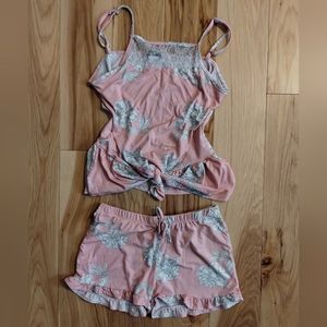 Amme Jordan pink and white floral pajamas women's size medium